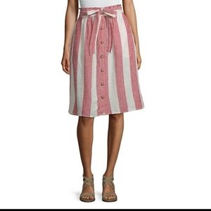 a.n.a. Stripe Paper Bag Waist Skirt Button Front